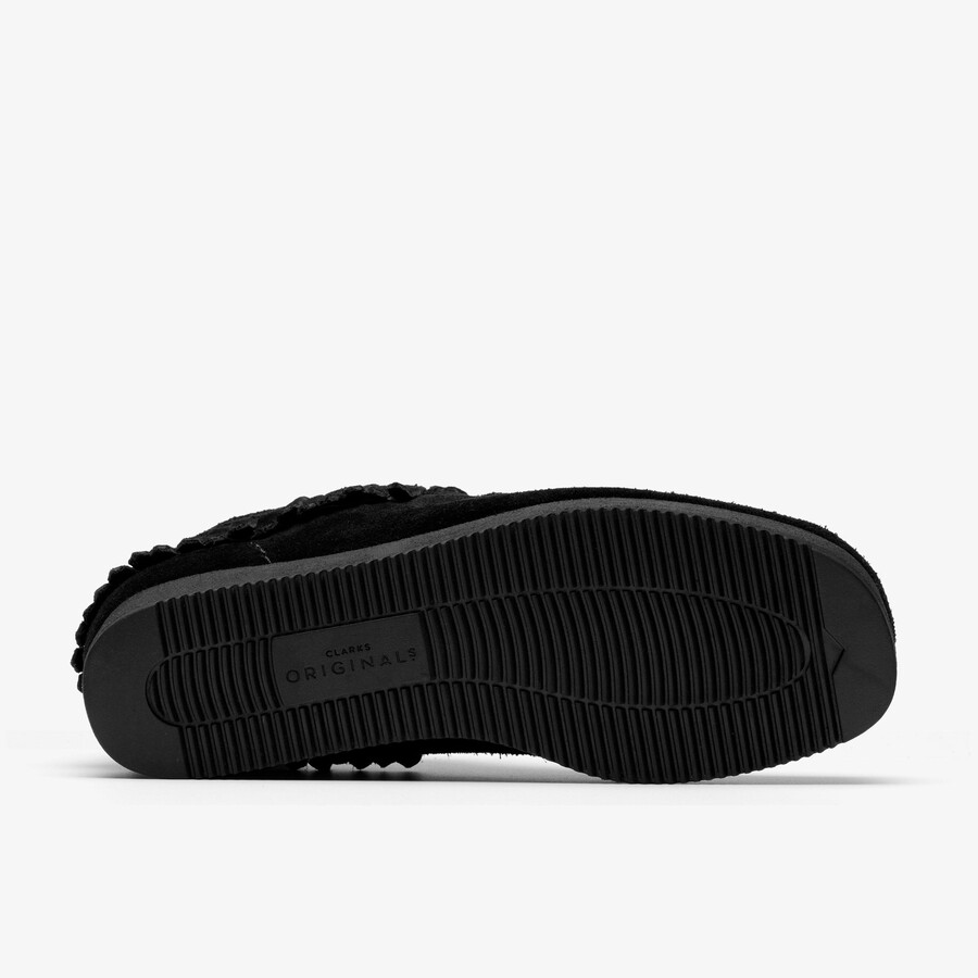 wallabee wedge fringe - czarny zamsz